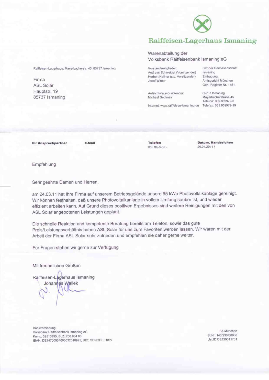EmpfehlungsschreibenRaiffeisenbankIsmaning